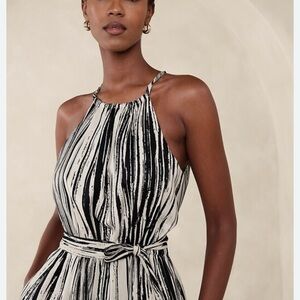 Banana Republic Factory Striped Black and White Jumpsuit